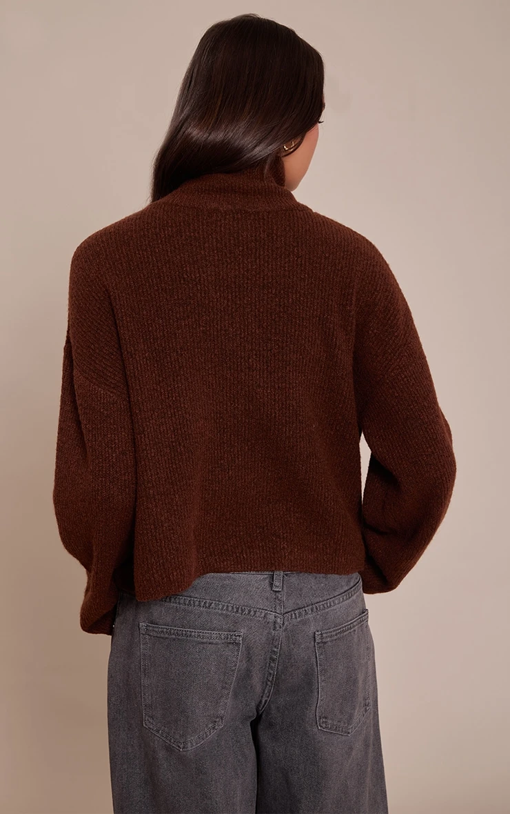 Chocolate Half Zip Soft Knit Sweater 2 Chocolate Half Zip Soft Knit Sweater - Image 2