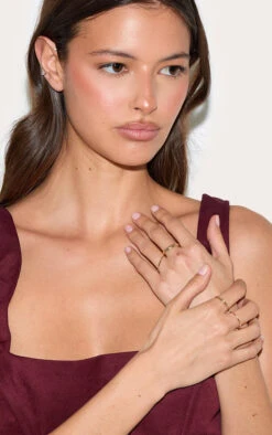 PrettyLittleThing Gold Slim Multi-pack Rings – 5-Piece Recycled Steel Stackable Set