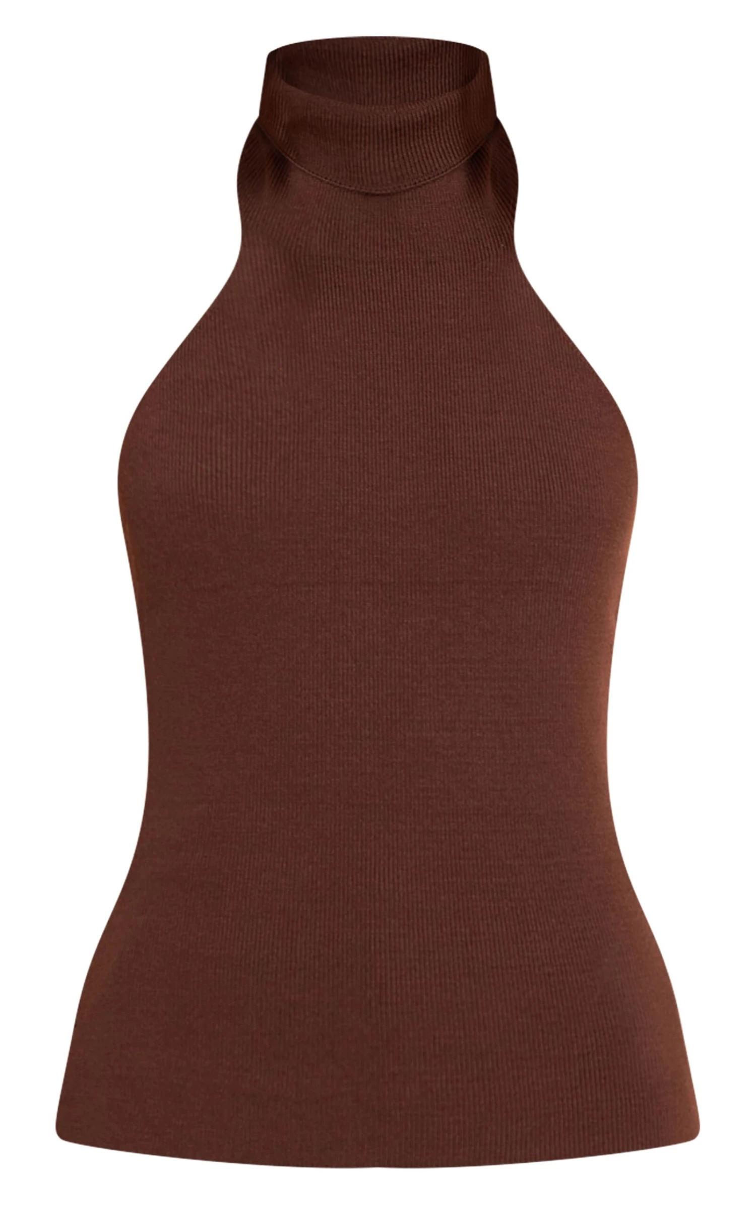 Prettylittlething Chocolate Compact Knit Halterneck Top 5 Prettylittlething Chocolate Compact Knit Halterneck Top - Image 5