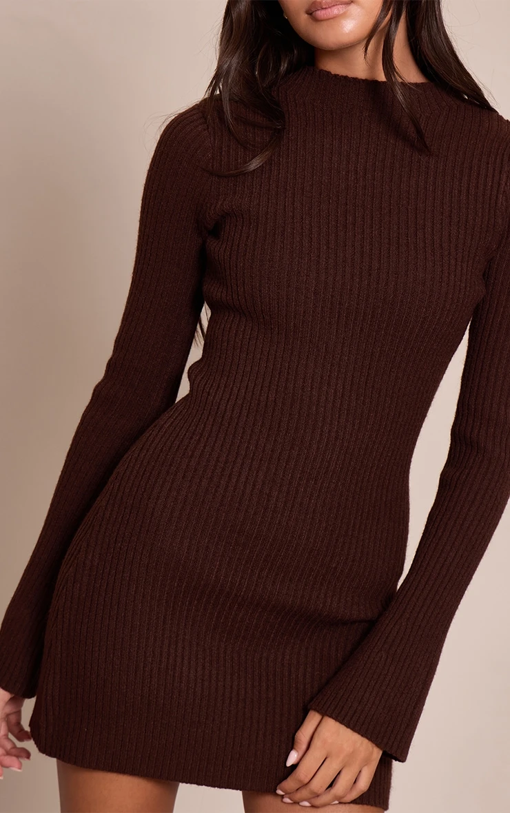 Prettylittlething Chocolate Rib Knitted Dress 4 Prettylittlething Chocolate Rib Knitted Dress - Image 4