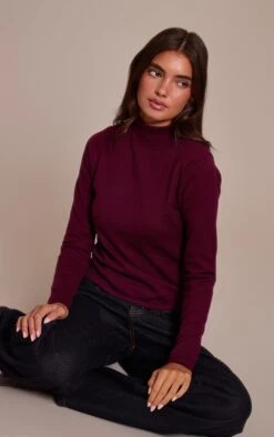 Burgundy Fine Knit High Neck Sweater -FRAME Clothing Shop 06b30775de5a5c50015afca109fa346da2b8e3fe CNN9706 3 burgundy fine knit high neck jumper