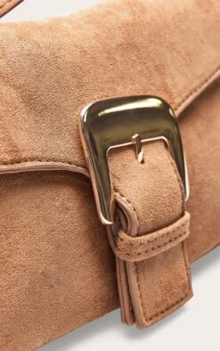 PrettyLittleThing Tan Suede-Effect Buckle Detail Compact Shoulder Bag -FRAME Clothing Shop 07e279921b86bc834fc8c43a17c5ac738319dd21 CNN6148 5 tan suede buckle shoulder bag