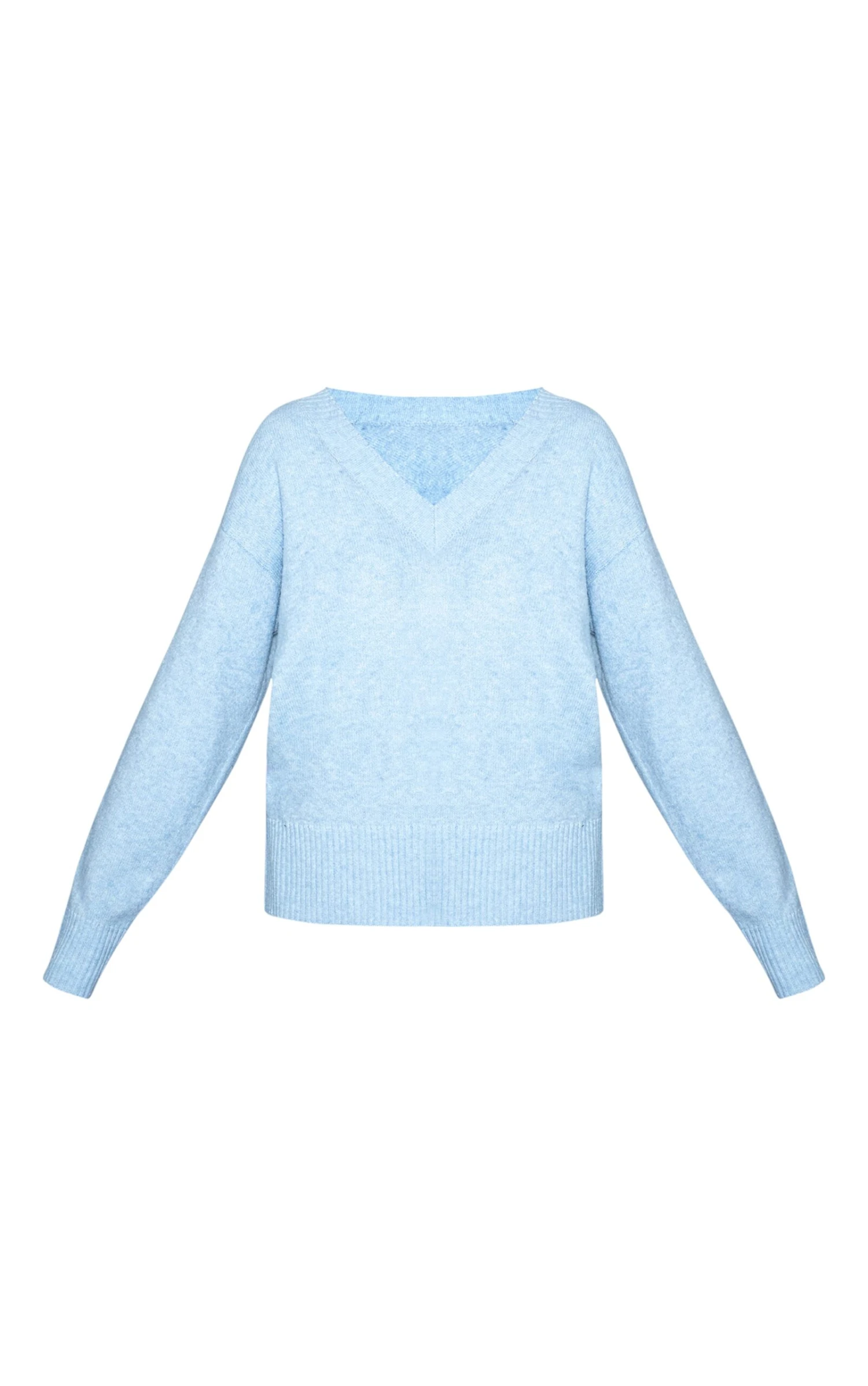 Prettylittlething Light Blue V Neck Knitted Sweater 5 Prettylittlething Light Blue V Neck Knitted Sweater - Image 5