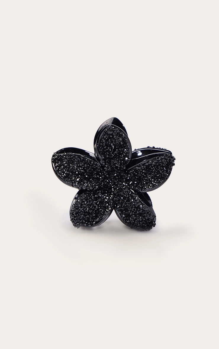 Prettylittlething Black Crystal Lily Flower Hair Clip 2 Prettylittlething Black Crystal Lily Flower Hair Clip - Image 2