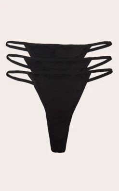 Prettylittlething Black Microfibre Thong 3 Pack