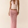 Prettylittlething Baby Pink Sequin Knit Maxi Skirt