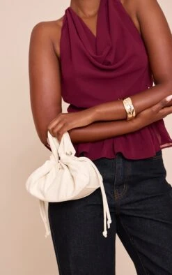 Prettylittlething Butter Yellow PU Mini Tassel Detail Handbag