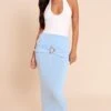 Prettylittlething Blue Trim Detail Maxi Skirt