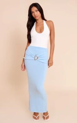 Prettylittlething Blue Trim Detail Maxi Skirt