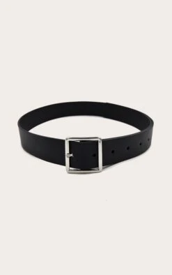 Prettylittlething Black Basic Square Buckle Belt