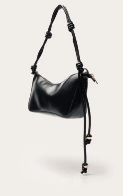 Prettylittlething Black Bead Knotted Handle Shoulder Bag -FRAME Clothing Shop 0efa6d7de6bc44663f6b8f93c063c08da6cee60b CNO0729 3 black bead knotted handle shoulder bag