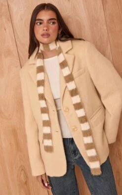 Prettylittlething Multi Brown Skinny Fluffy Scarf