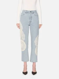 The Crochet Vertical Crop -- Wisp -FRAME Clothing Shop 1010CR105 WISP 01896 jeans front image primary image override