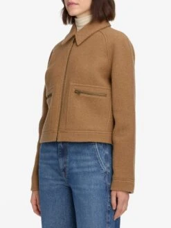 The Raglan Zip Front Jacket -- Camel -FRAME Clothing Shop 1016105 SWAN WF25WJA002 CAML 7705 jacket side angle image