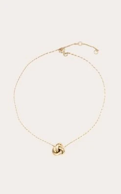 PrettyLittleThing Gold Knot Pendant Minimalist Adjustable Necklace