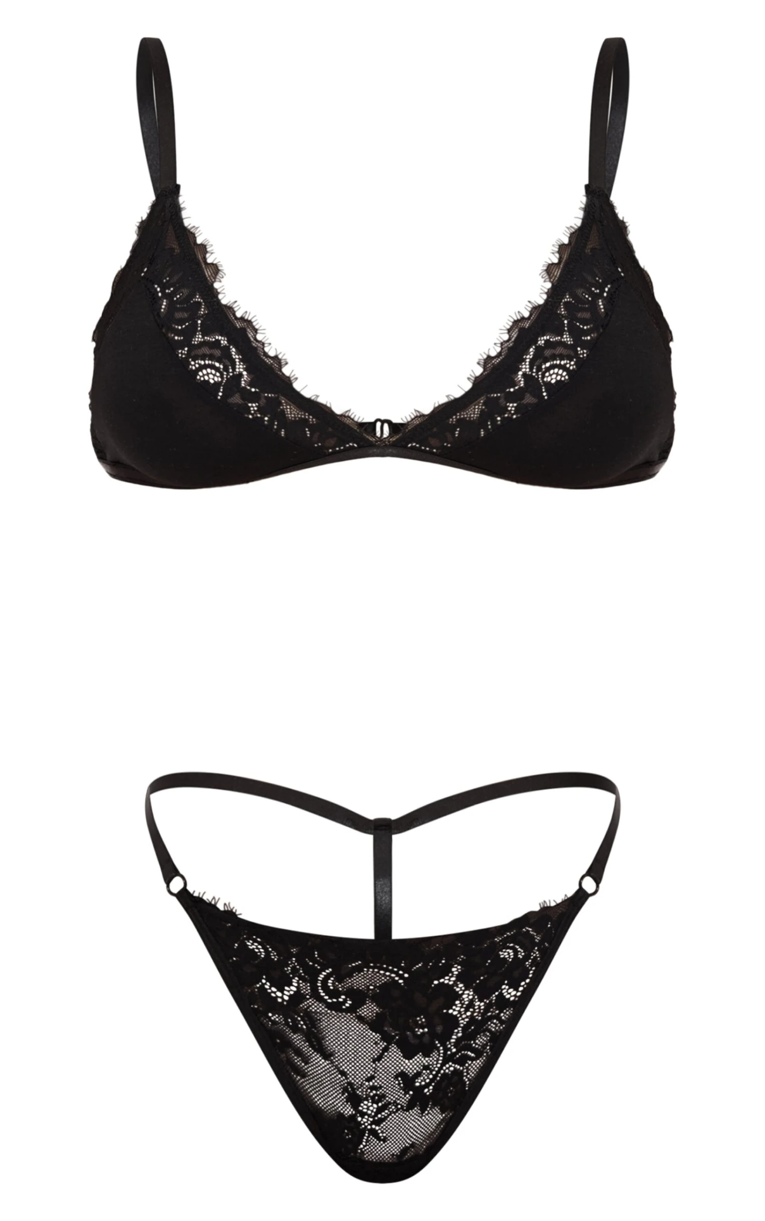 Prettylittlething Black Jersey Lace Trim Bralette 5 Prettylittlething Black Jersey Lace Trim Bralette - Image 5