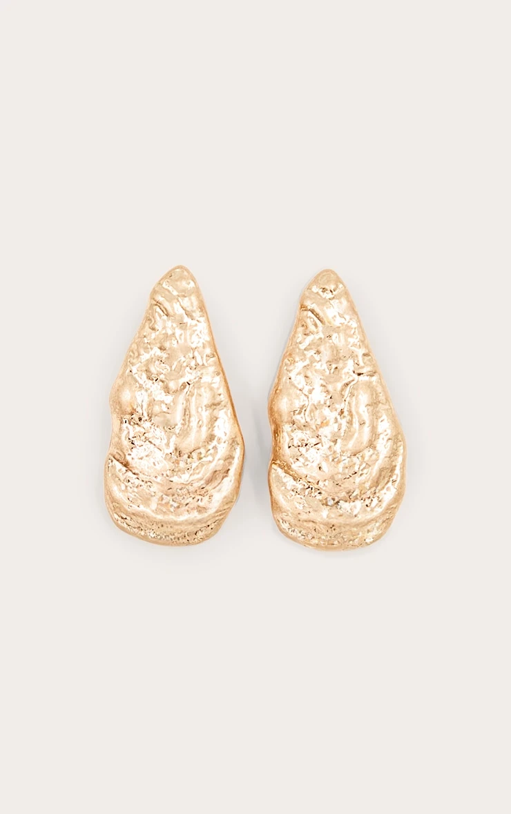 PrettyLittleThing Gold Hammered Shell Statement Earrings - Recycled Zinc Boho Jewelry 2 PrettyLittleThing Gold Hammered Shell Statement Earrings - Recycled Zinc Boho Jewelry - Image 2