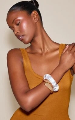 Prettylittlething Acrylic And Gold Bangle Multi Pack