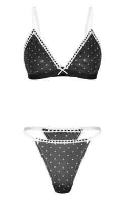 Prettylittlething Black Polka Dot Mesh Triangle Lingerie Set -FRAME Clothing Shop 1acfb01b41339679de89c3d4709e5fa2c70c3133 CNM4786 5 black polka dot mesh triangle lingerie set