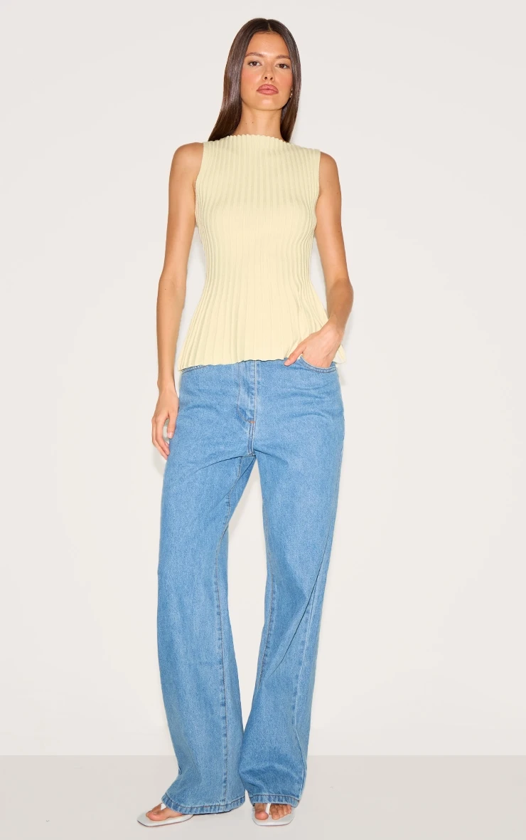 Prettylittlething Lemon Knit Boat Neck Peplum Top 3 Prettylittlething Lemon Knit Boat Neck Peplum Top - Image 3