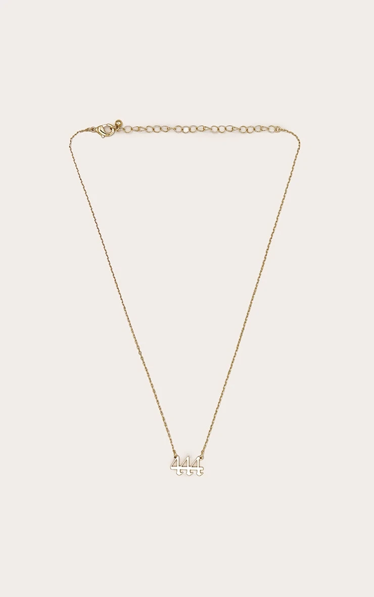 PrettyLittleThing Real Gold Plated 444 Angel Number Necklace - Adjustable Dainty Gold Jewelry 2 PrettyLittleThing Real Gold Plated 444 Angel Number Necklace - Adjustable Dainty Gold Jewelry - Image 2