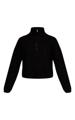 Black Half Zip Soft Knit Sweater -FRAME Clothing Shop 1ba9e59acd89e7852b969501b763812f7fc87ce3 CNN9647 5 black half zip soft knit jumper