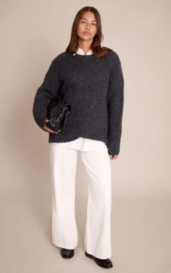 Charcoal Rib Detail Oversized Sweater -FRAME Clothing Shop 1bafc2337c834088816ff3378318a9f0614c2c47 CNN9669 3 charcoal rib detail oversized jumper