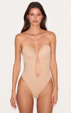 Prettylittlething Nude Shapewear Plunge Body