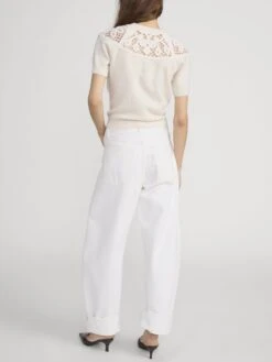 The Lace Gathered Sweater -- Cream 12 The Lace Gathered Sweater -- Cream -FRAME Clothing Shop 2000728 AUCL WP26KSW024 CREA 3644 sweater back image