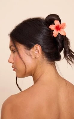 Prettylittlething Coral Lily Flower Hair Clip