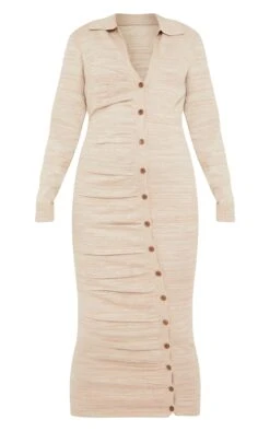 Prettylittlething Maternity Stone Knitted Asymmetric Buttons Ruched Bump Midi Dress -FRAME Clothing Shop 209adf3ab50af50931145c80315784e602631349 cms8021 6