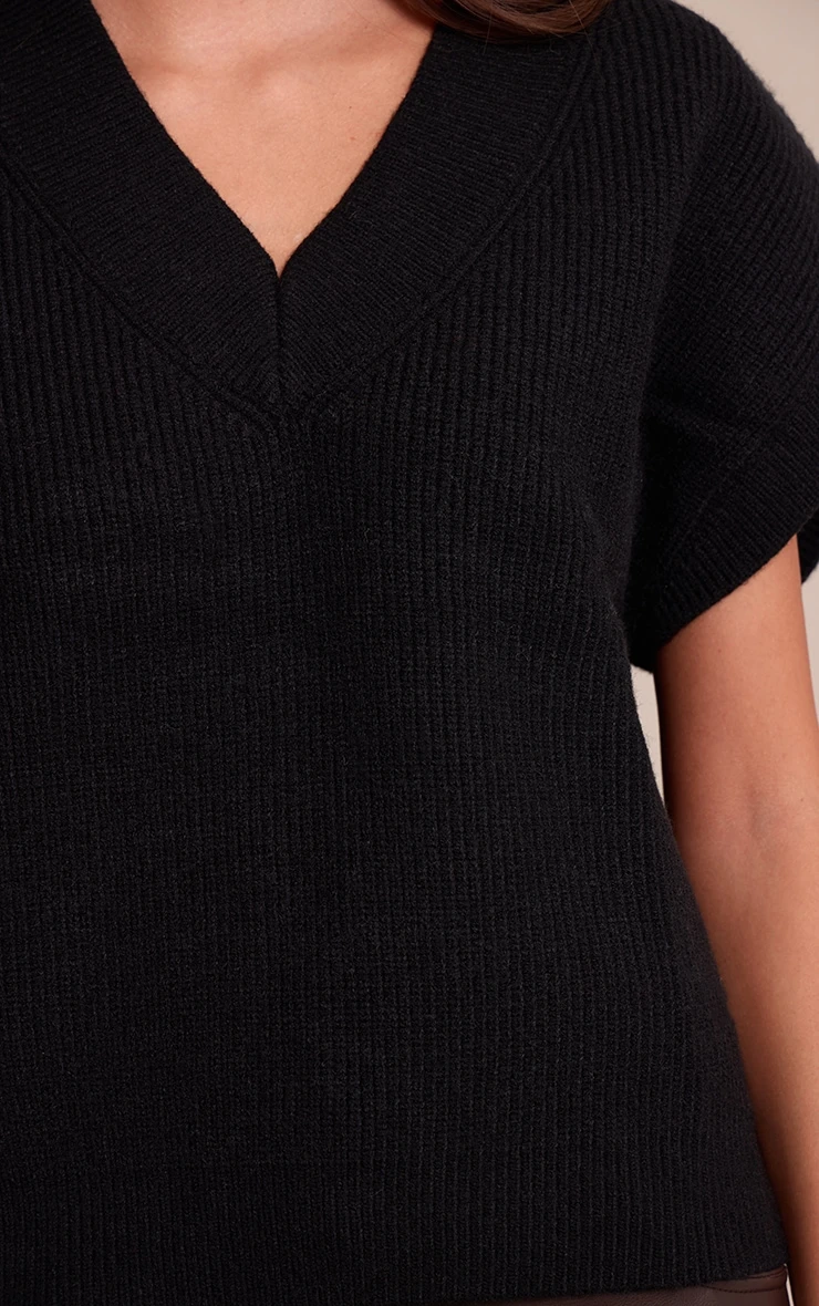 Black Sleeveless Knit Sweater 4 Black Sleeveless Knit Sweater - Image 4