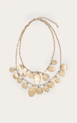 PrettyLittleThing Gold Multi-Layered Circular Pendant Charm Necklace - Hammered & Polished Textures -FRAME Clothing Shop 218e223a26deee1509716fae00f7dce0976c4295 CNN6892 3 gold circular pendant charm necklace