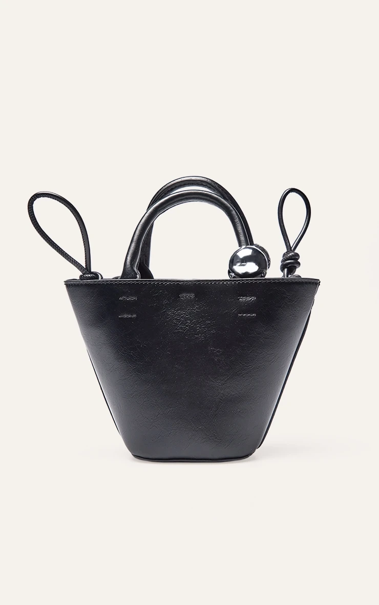 Prettylittlething Black Bead Handle Bucket Cross Body Bag 2 Prettylittlething Black Bead Handle Bucket Cross Body Bag - Image 2