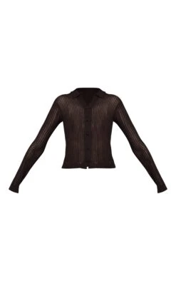 PrettyLittleThing Chocolate Brown Filagree Textured Button-Up Knit Cropped Cardigan 9 PrettyLittleThing Chocolate Brown Filagree Textured Button-Up Knit Cropped Cardigan -FRAME Clothing Shop 24289b6f932c4eae38bb8303adf9d63a2a61af0f CNO5081 5 chocolate brown filagree knit button up cardigan