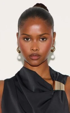 Prettylittlething Real Gold Plated Thick Tubular Hoop Earrings