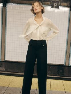 Polka Dot Modern Tie Blouse -- Ecru Multi -FRAME Clothing Shop 250818 FRAME MORGANPILCHER L10 185 final Polka Dot Modern Top Editorial