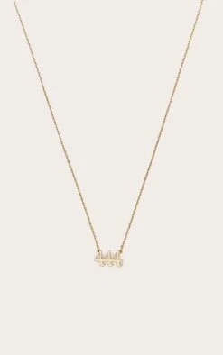 PrettyLittleThing Real Gold Plated 444 Angel Number Necklace - Adjustable Dainty Gold Jewelry