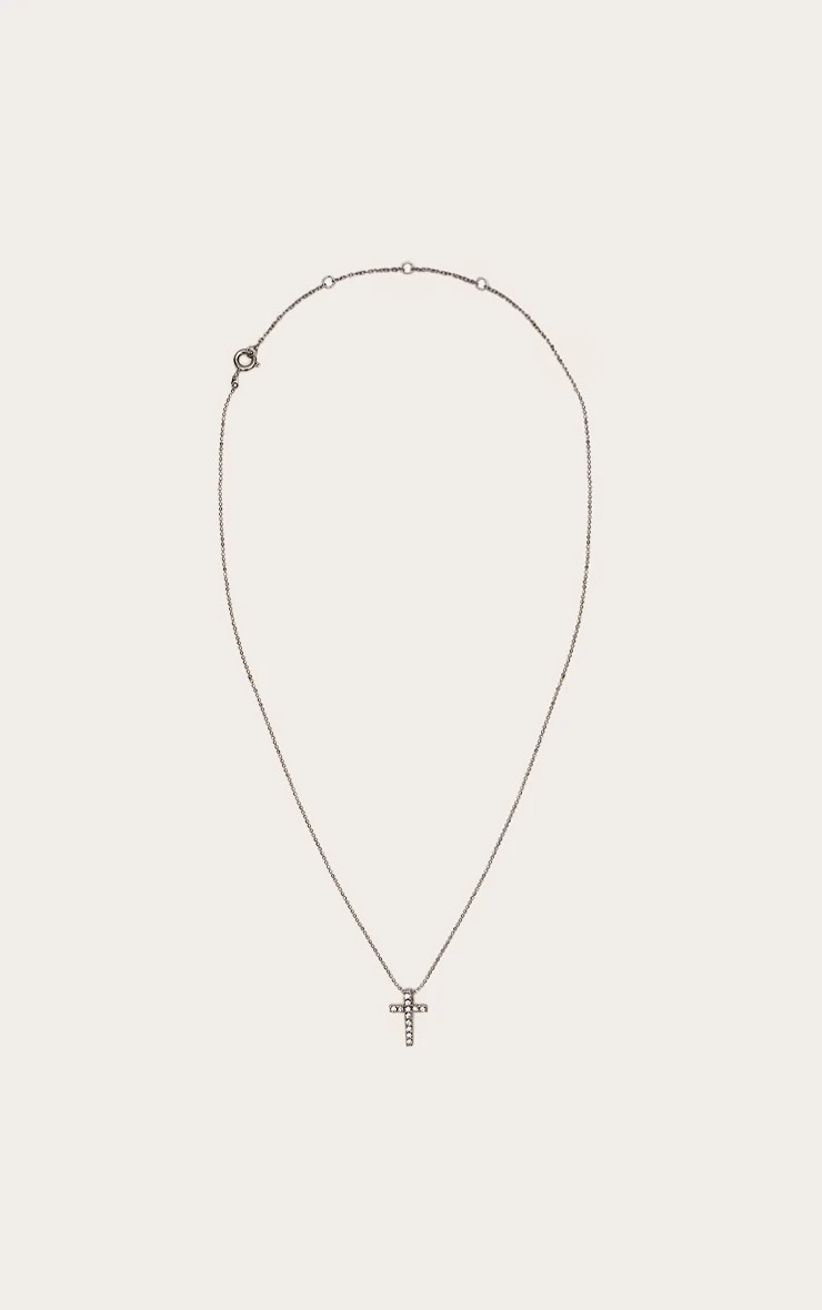 Prettylittlething Silver Diamante Minimalist Cross – Dainty Pendant Necklace 2 Prettylittlething Silver Diamante Minimalist Cross – Dainty Pendant Necklace - Image 2