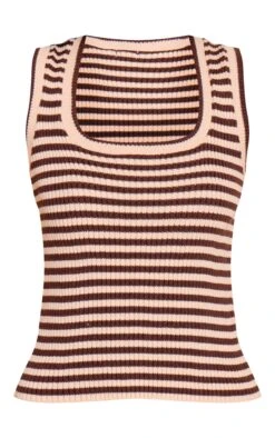 Brown Scooped Neck Striped Rib Knit Vest -FRAME Clothing Shop 25edd7b5a5cb3c6152b5c69315170d5da876489e CNO2525 5 brown scooped neck striped ribbed vest