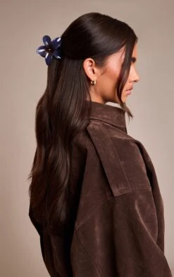 Prettylittlething Navy Hibiscus Flower Hair Clip