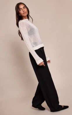 Prettylittlething Cream Filagree Knit Slouchy Sweater -FRAME Clothing Shop 27c236457946adc6748f825dc044e213a3849e1c CNO5082 3 cream filagree knit slouchy jumper