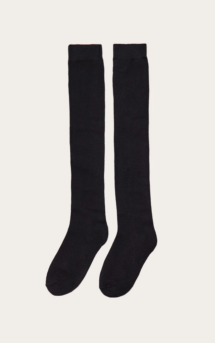 Prettylittlething Black Cotton Knee High Socks 2 Prettylittlething Black Cotton Knee High Socks - Image 2