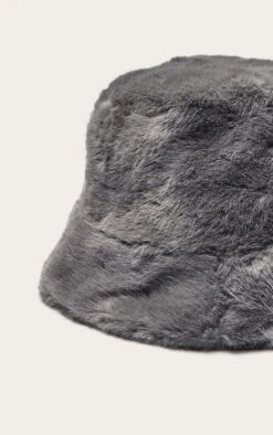 Prettylittlething Grey Faux Fur Bucket Hat -FRAME Clothing Shop 28f3d0b869124346eaa175d8af6b6dd8a3cd438a CNO4477 3 grey faux fur bucket hat