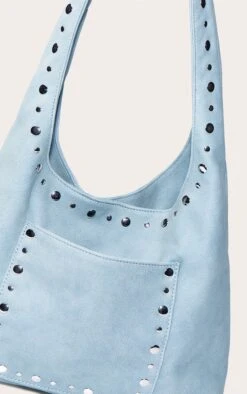 PrettyLittleThing Powder Blue Faux Suede Silver Studded Shoulder Bag -FRAME Clothing Shop 2919b1ce420bc0a08c0e3ee7ed00018309078b70 CNO4488 5 powder blue faux suede studded shoulder bag