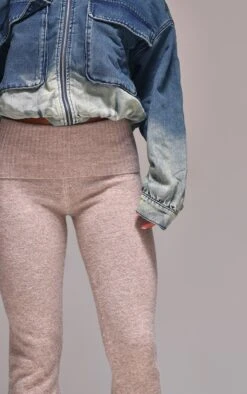 Prettylittlething Taupe Melange Soft Knit Foldover Waist Flared Pants -FRAME Clothing Shop 2bf455f0153dadae4d7242b940dcbdea5457836f cnj1283 4