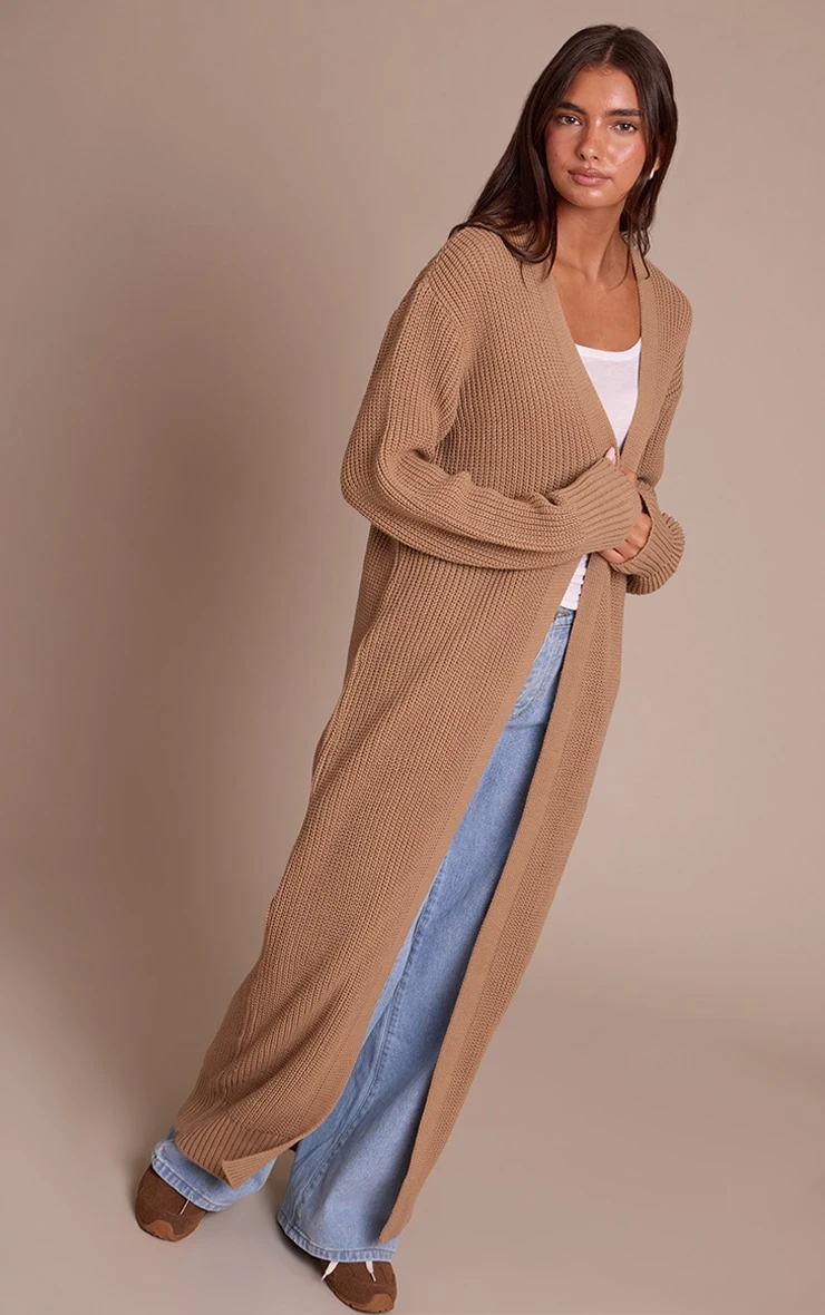 Taupe Maxi Knitted Cardigan 1 Taupe Maxi Knitted Cardigan