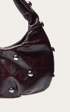 PrettyLittleThing Plum Crinkle PU Silver Studded Shoulder Bag - Glossy Faux Leather Handbag -FRAME Clothing Shop 2ccfe2e42d0b5c6bbf66f0b31942798058ca5f00 CNO3329 4 plum crinkle pu silver studded shoulder bag