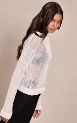 Prettylittlething Cream Filagree Knit Slouchy Sweater -FRAME Clothing Shop 2da6955e8490d22e41107ae7c5ad0e8119e57a13 CNO5082 4 cream filagree knit slouchy jumper