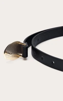 Prettylittlething Black PU Hammered Gold Buckle Belt -FRAME Clothing Shop 2dbfc65b245136f4818b88156c6bb0cbbc1ea569 CNO3341 3 black pu hammered gold buckle belt